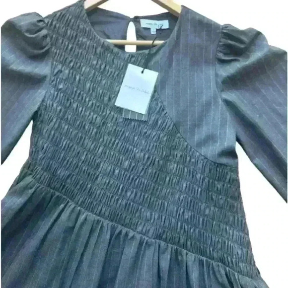Jacquie the label Tiered Minidress size S charcoal gray with pinstripes. - Picture 8 of 8